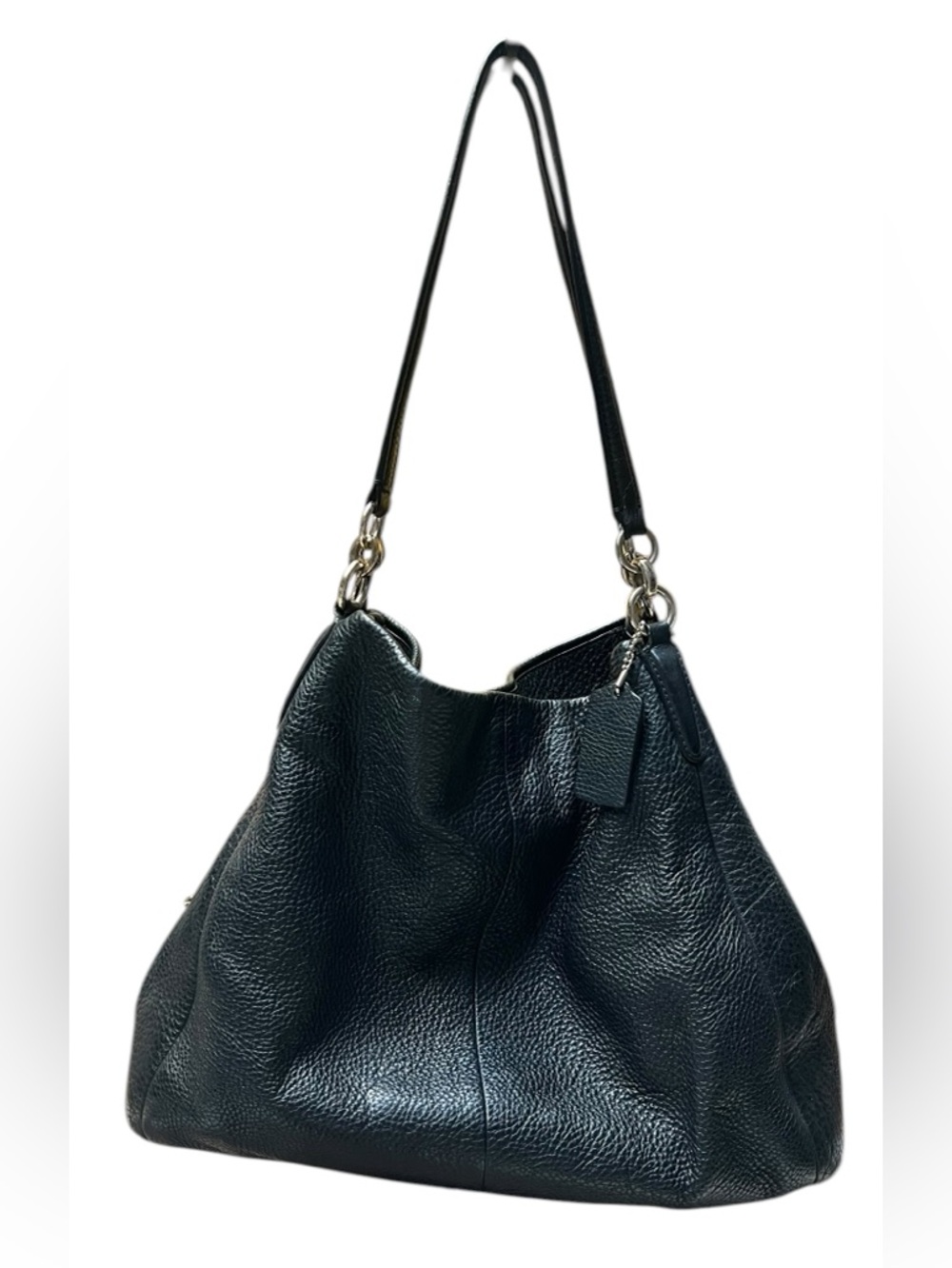 Authentic Coach Phoebe F35723 Black Pebbled Leather Shoulder Bag Hobo Excellent